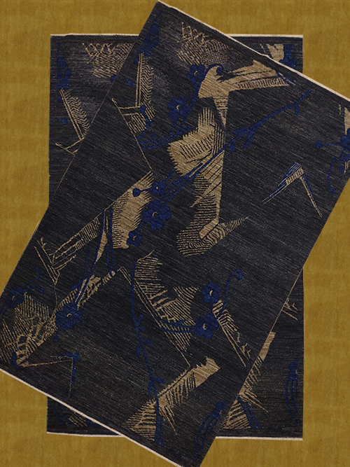 6'X9 Pakistan Hand Knotted Blue And Black Abstract Area Rug – 6' × 9'